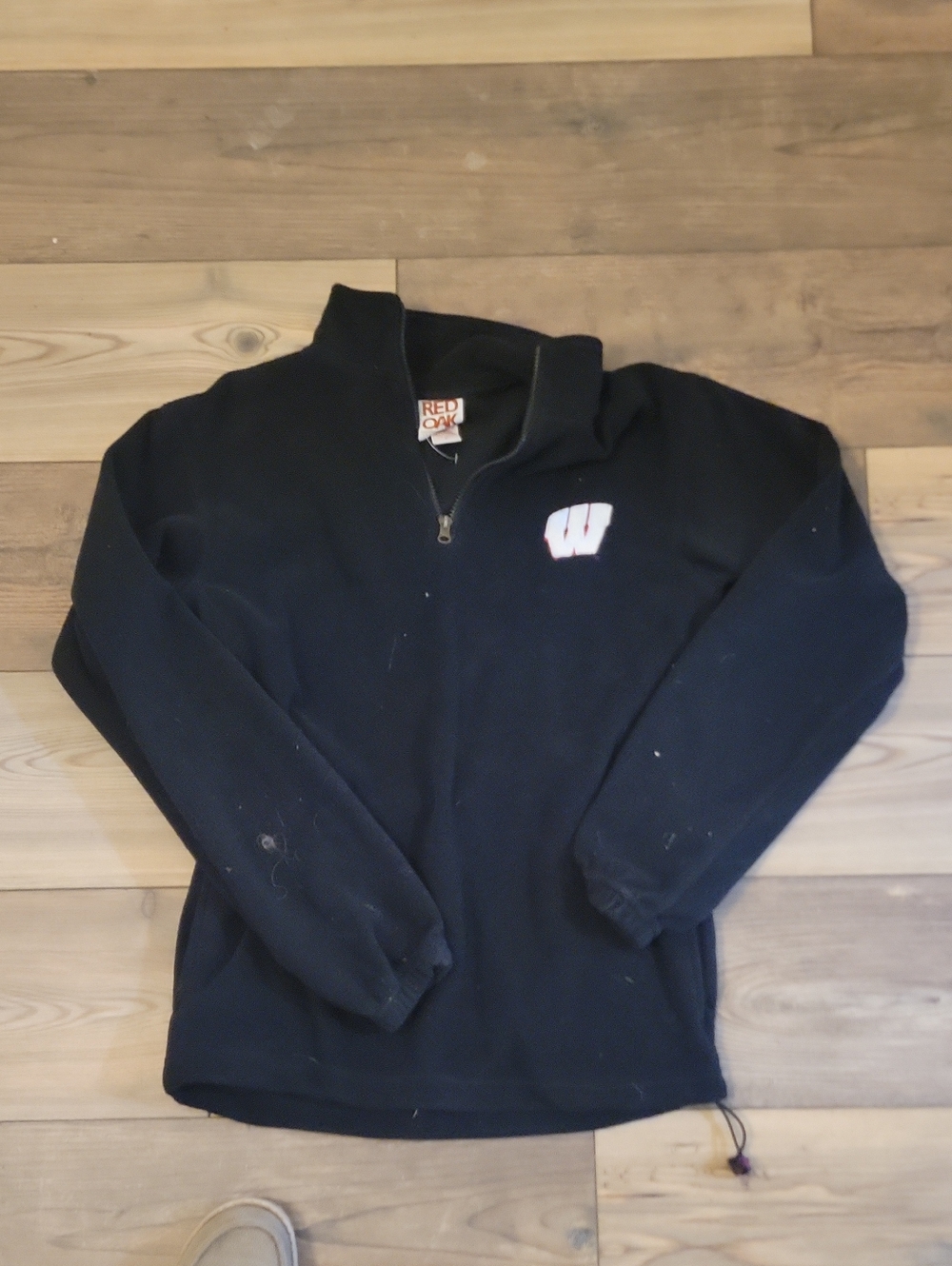 Black Quarter-Zip Fleece Pullover with W Patch